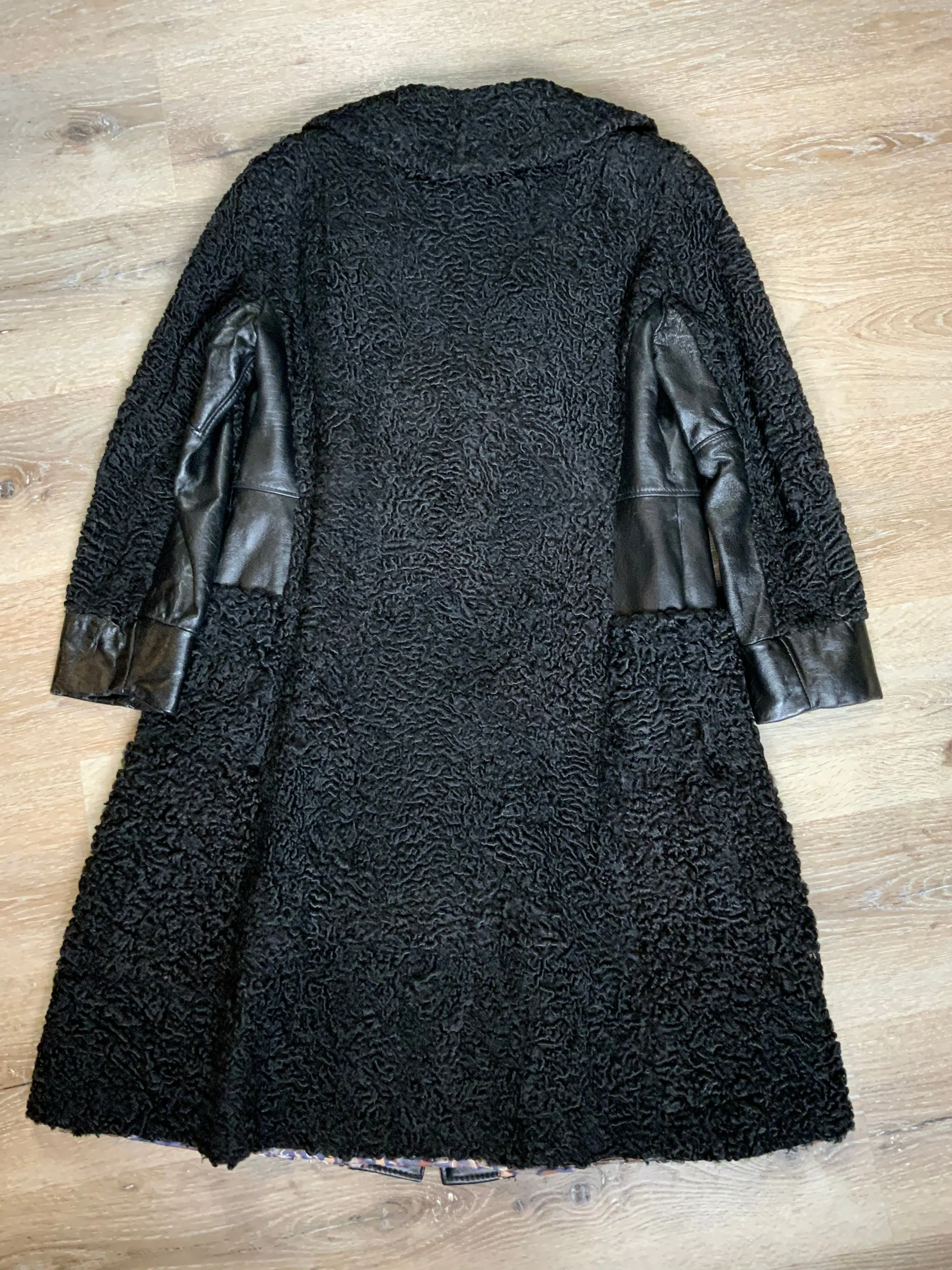 Vintage Salon Fernande Furs Black Persian Lamb Fur Coat, Made in Canada