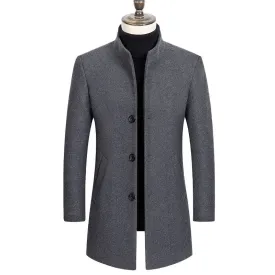 West Louis™ Boutique Stand Collar Woolen Business Long Coat