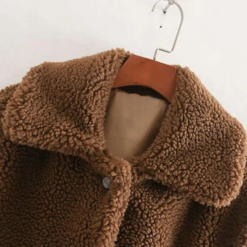 Winter Solid Teddy Women Coat Casual Thick Warm