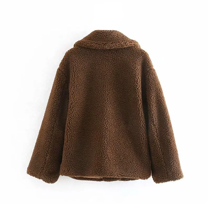 Winter Solid Teddy Women Coat Casual Thick Warm