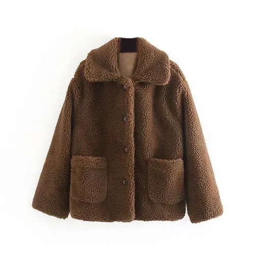 Winter Solid Teddy Women Coat Casual Thick Warm