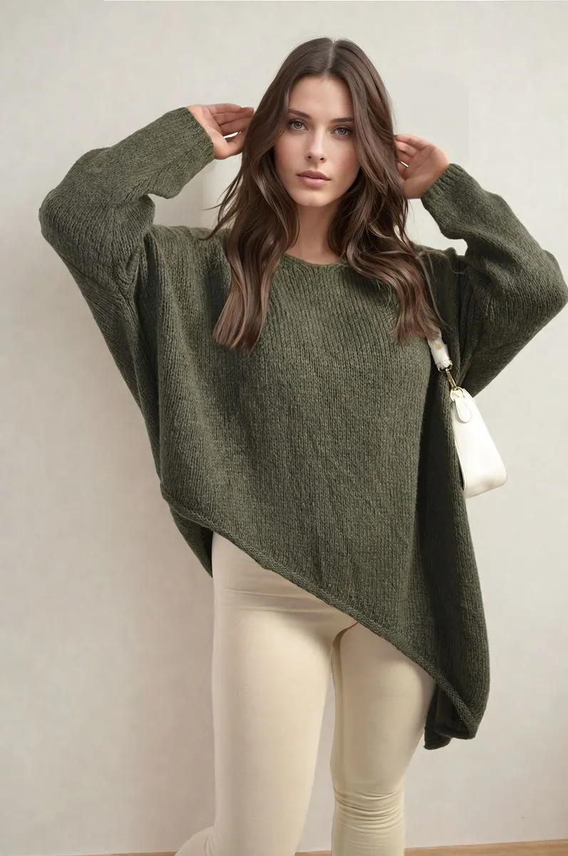 Women's Asymmetric Oversized Knitted Jumper