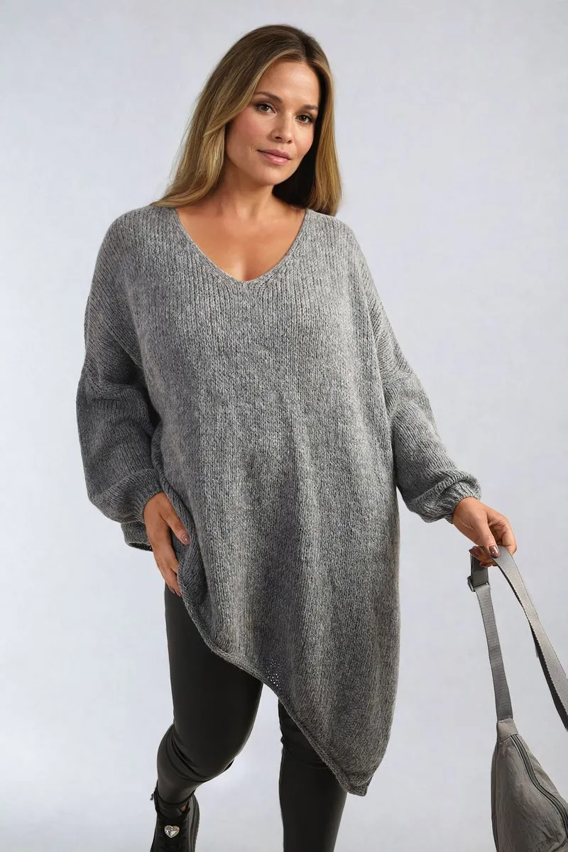 Women's Asymmetric Oversized Knitted Jumper