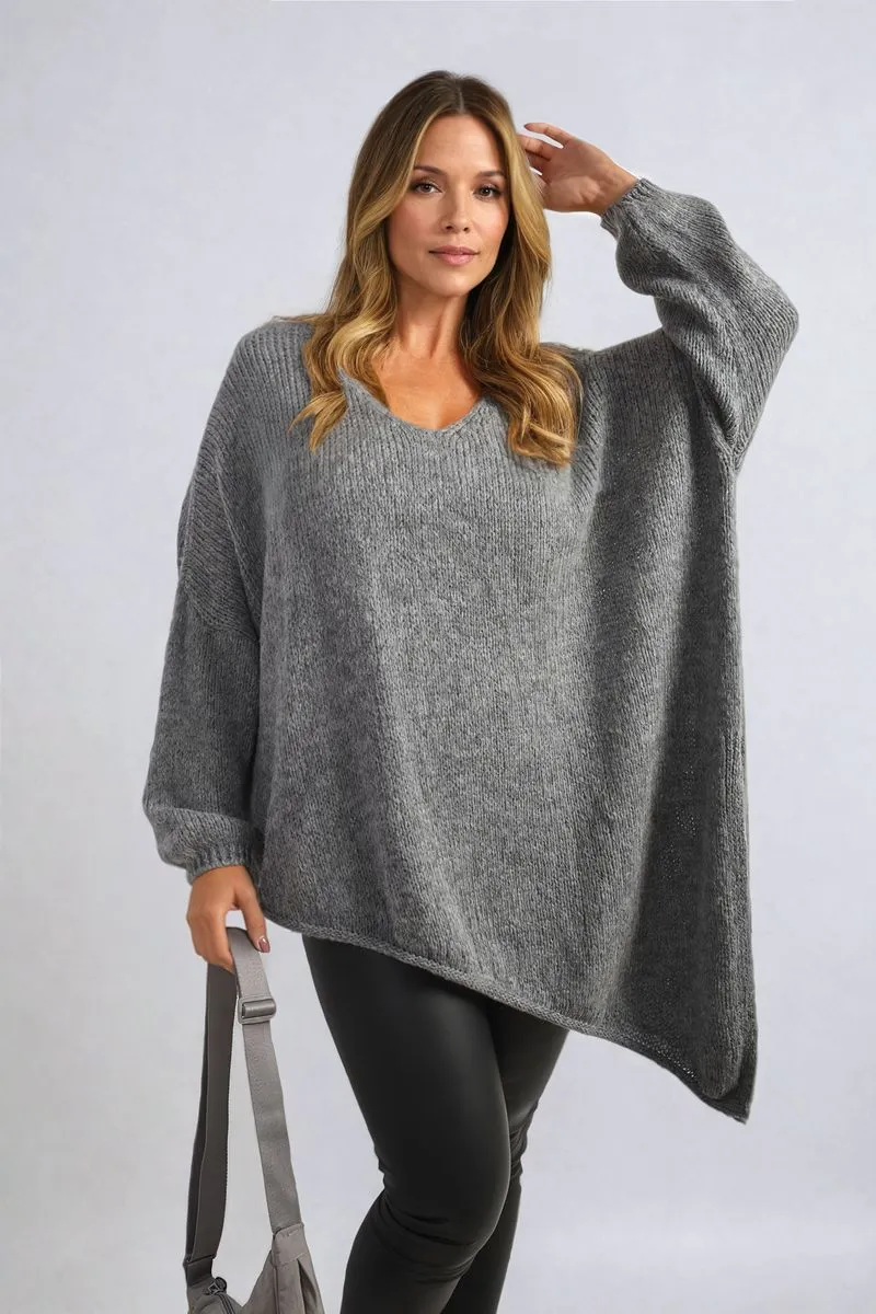 Women's Asymmetric Oversized Knitted Jumper