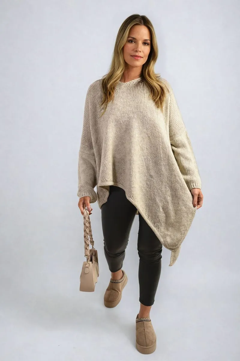 Women's Asymmetric Oversized Knitted Jumper