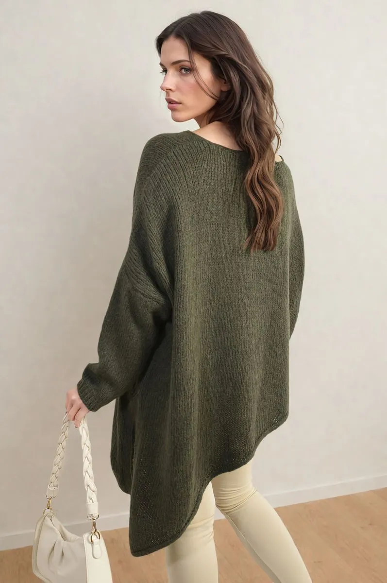 Women's Asymmetric Oversized Knitted Jumper