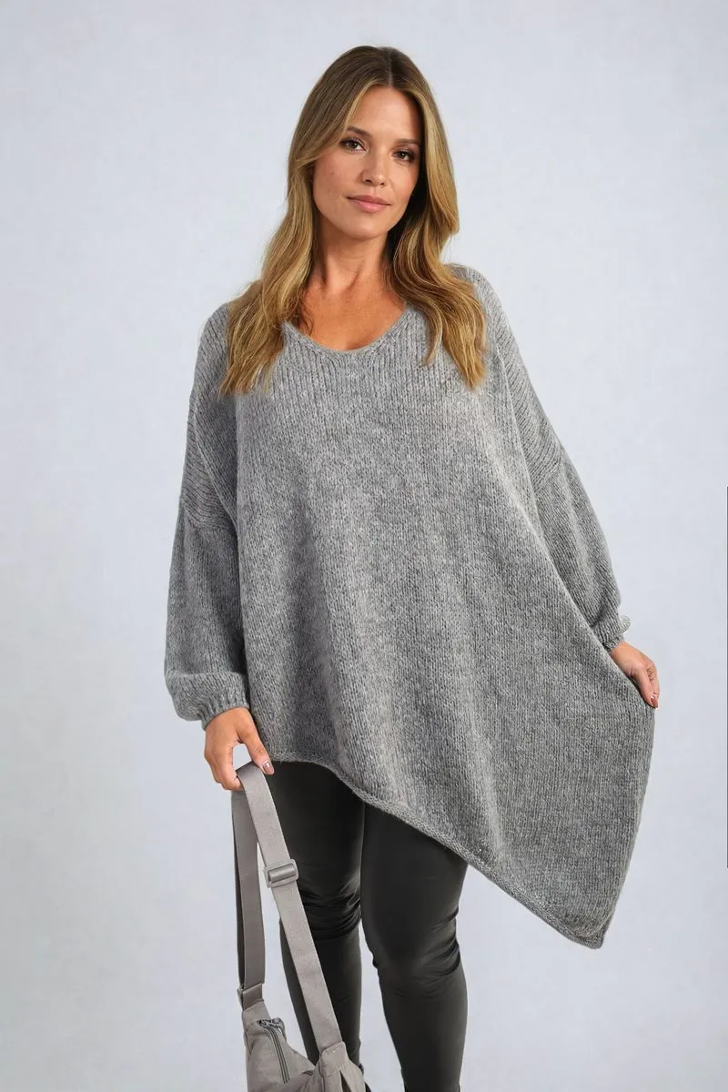 Women's Asymmetric Oversized Knitted Jumper