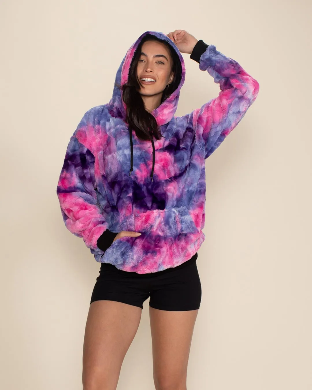 Women's Fur Hoodie | Tie-Dye Cotton Candy Kitty