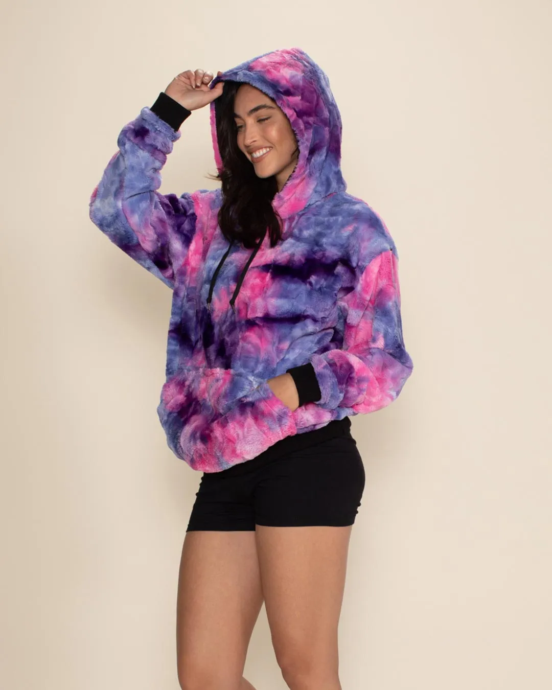 Women's Fur Hoodie | Tie-Dye Cotton Candy Kitty