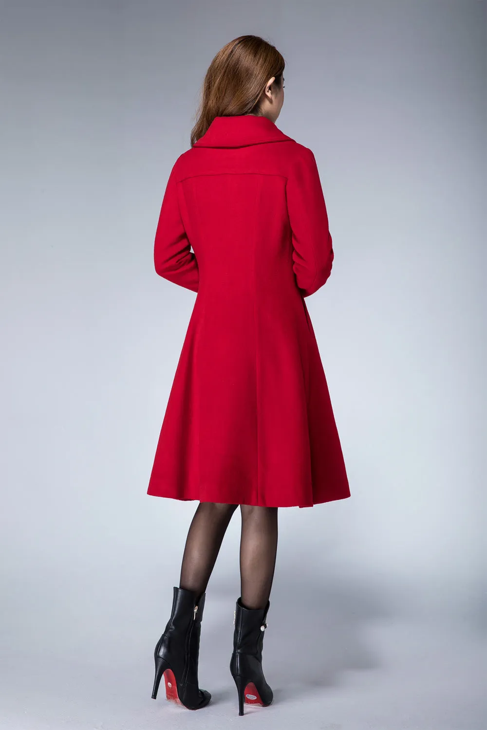 womens red minimalist winter wool coat 1862