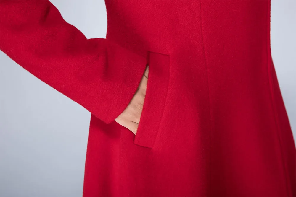 womens red minimalist winter wool coat 1862