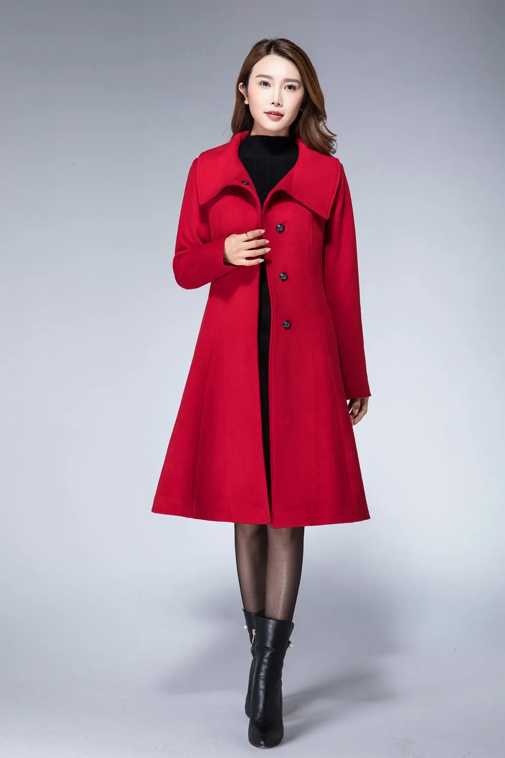 womens red minimalist winter wool coat 1862