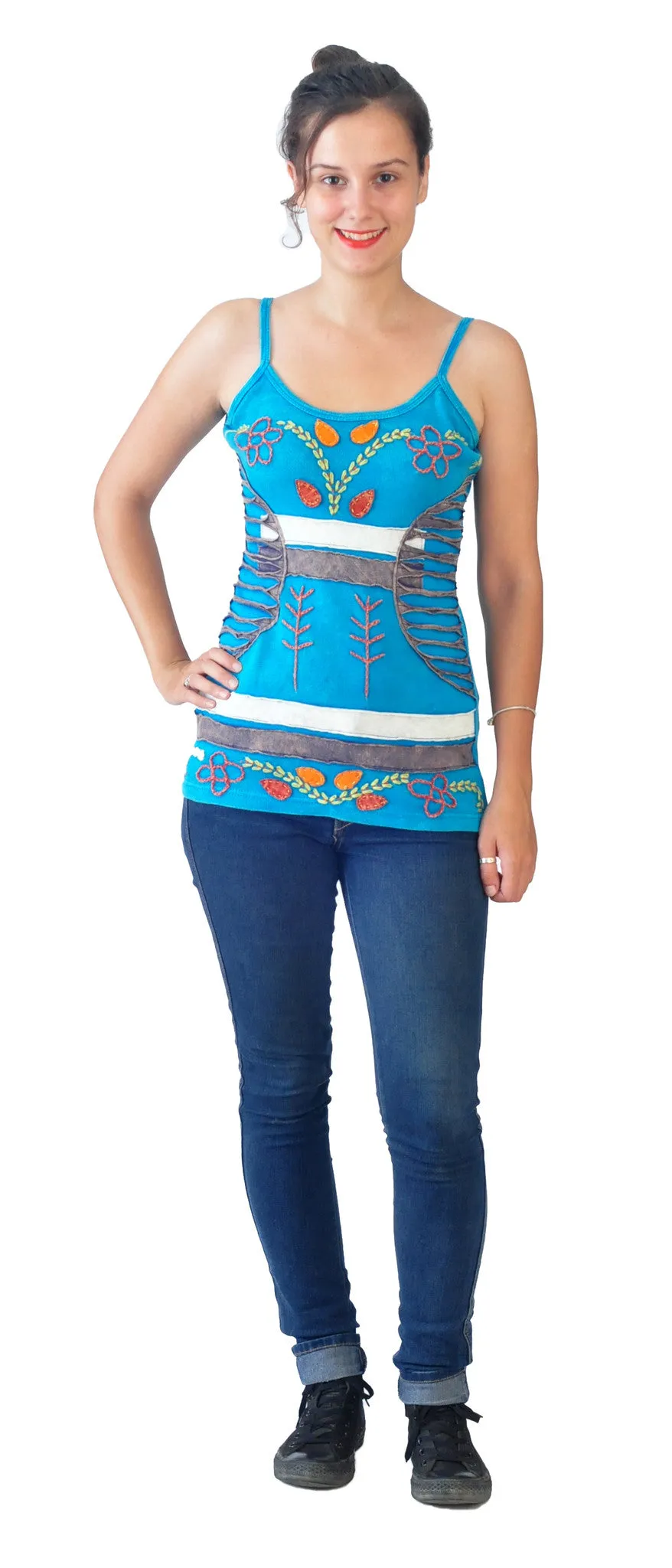 womens-sleeveless-strap-tank-tops-shirt-vest-with-embroidery-razor-cut