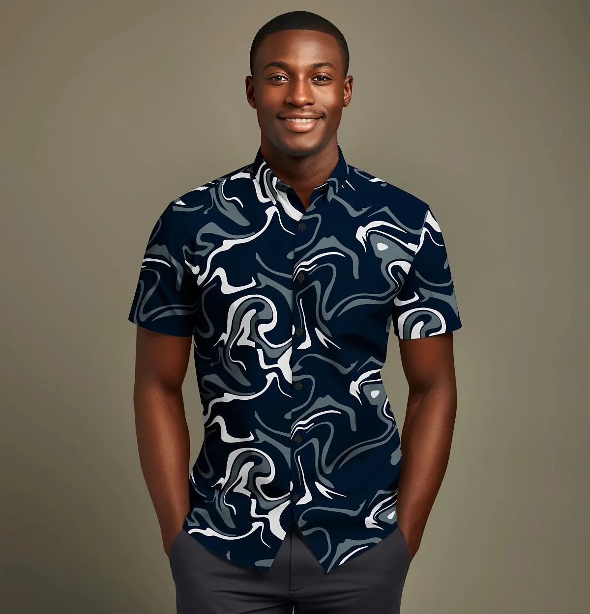 Wrinkle-Free - Swirls Abstract - Short Sleeve