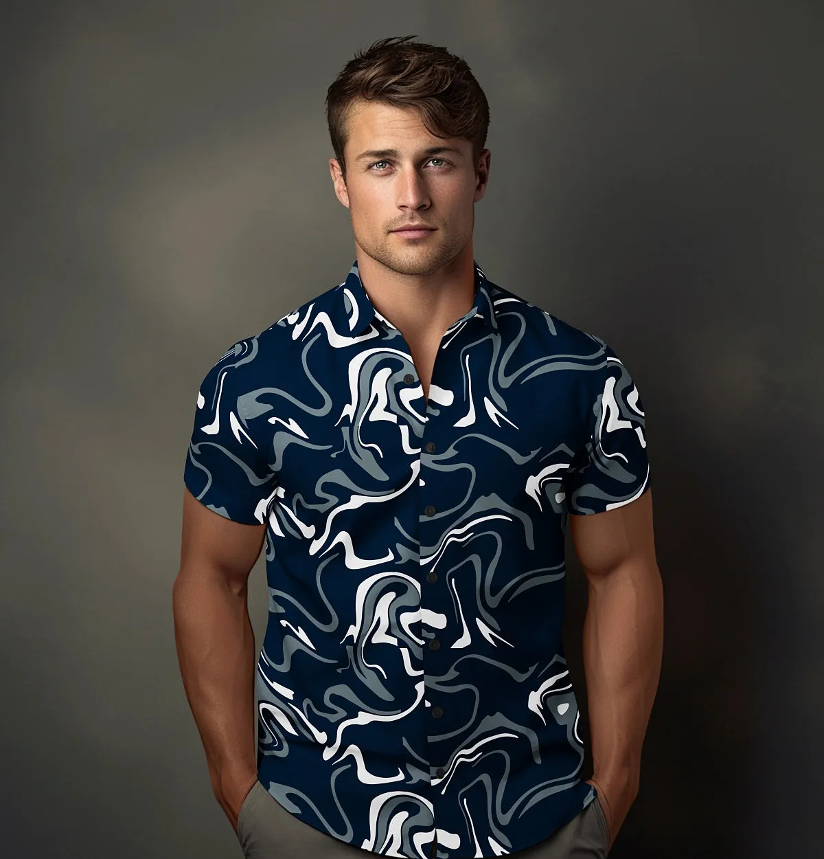 Wrinkle-Free - Swirls Abstract - Short Sleeve