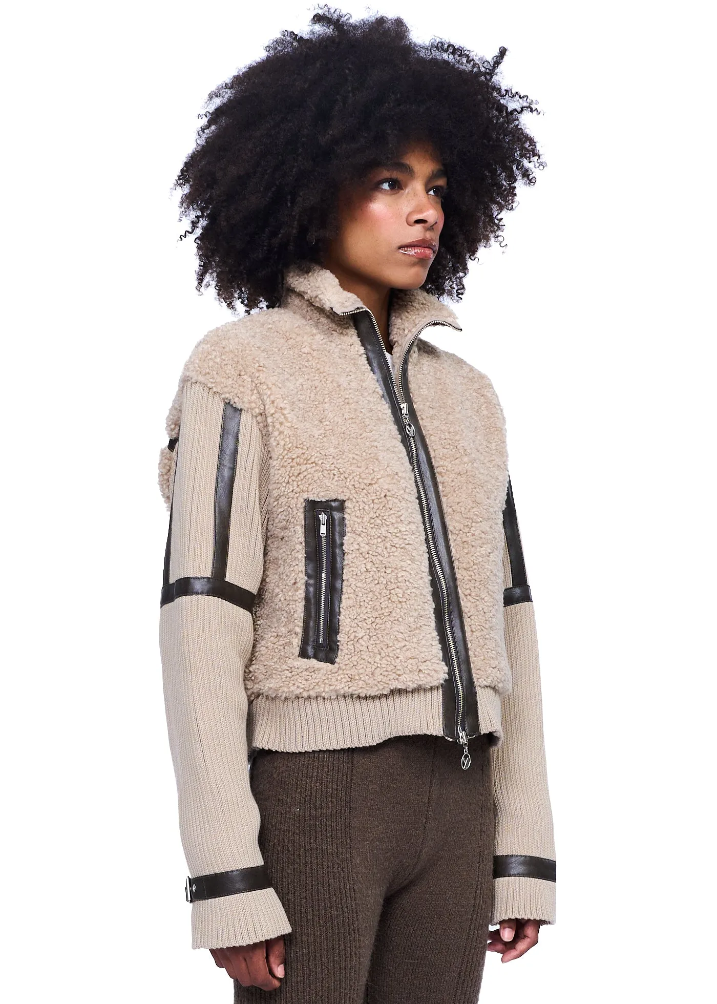 YUSE Knit Fur Shearing Jacket